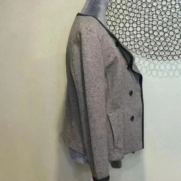 Loft - Double-breasted Pea Coat jacket top Gray - Size Large - Picture 7 of 8